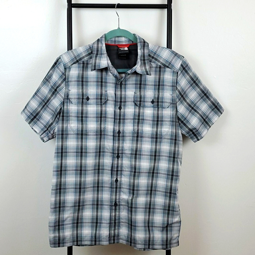 The North Face Men’s Button-Up Shirt Size M White/Gray Cotton Pockets